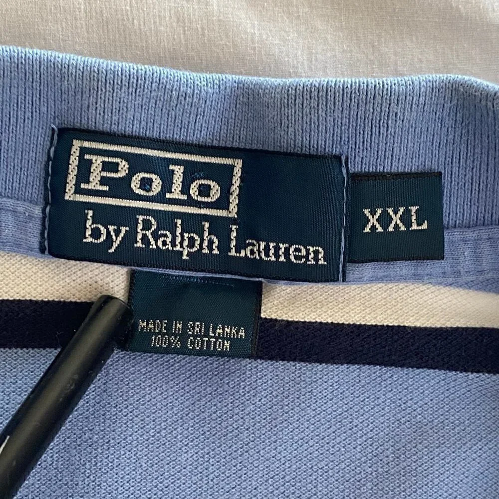 Polo Ralph Lauren Mens Polo Logo Shirt Stripped Buttons Collar Short Sleeves XXL